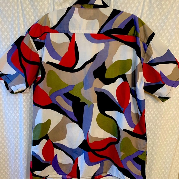Expressions worldwide Modern retro avant-garde multicolor button down - Picture 1 of 5